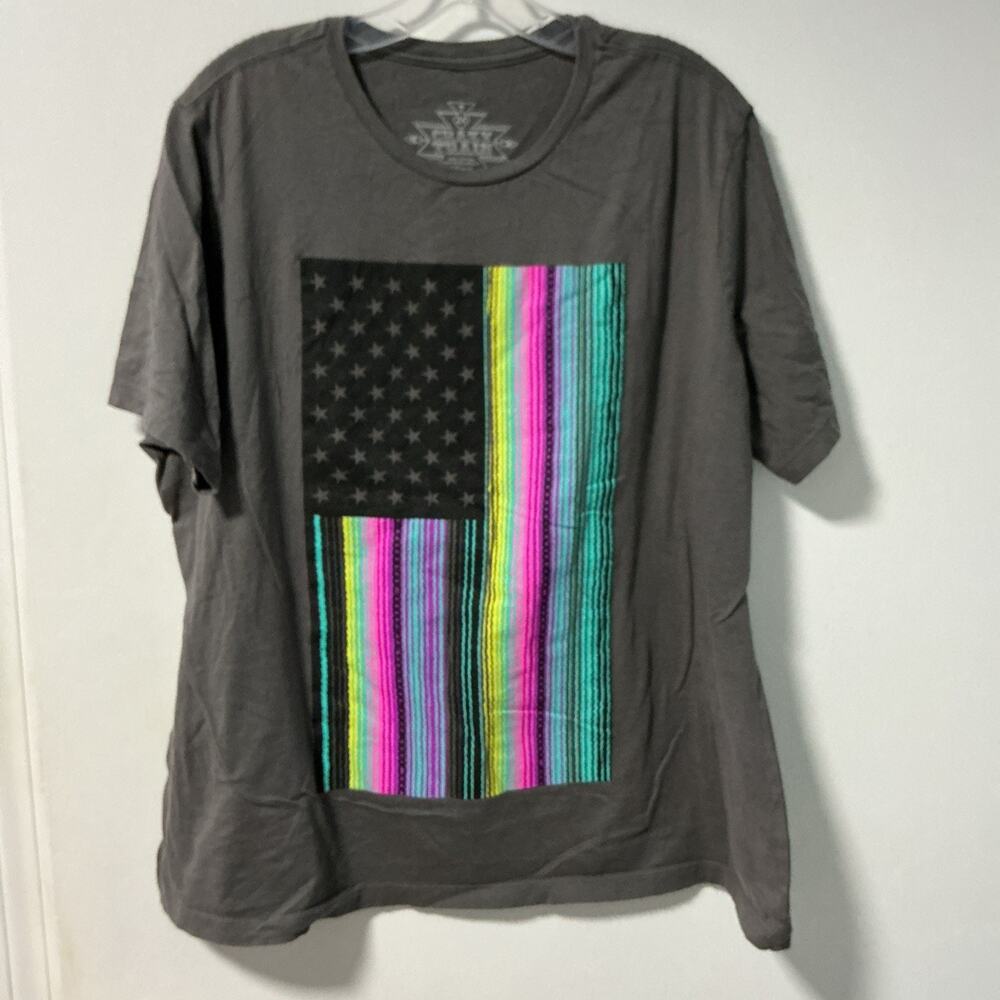 Gray Crazy Train Flag Women Shirt 2X # 3848